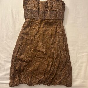 Badgley Mischka Vintage Y2K Brown Strapless Mini Dress